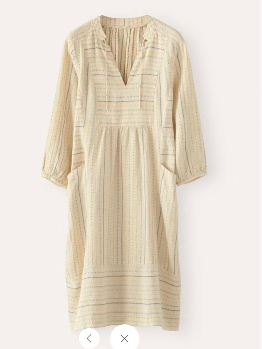 NWT Poetry Striped Linen Cotton Bib-Front Midi Dress 2 Pale Honey Pockets Boho